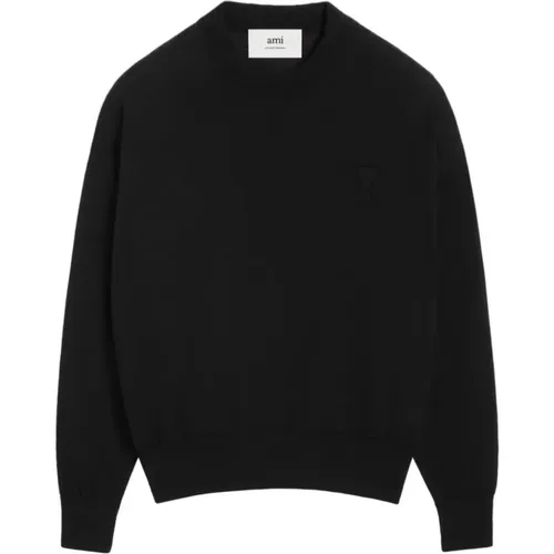 Knit Sweater with Ami de Coeur Motif , male, Sizes: 2XL, S - Ami Paris - Modalova