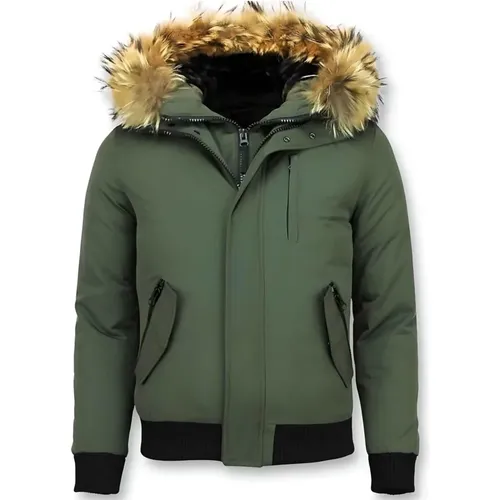 Short Jacket with Fur Collar - Stylish Men Jackets - Pi-7015R , male, Sizes: L, XL, M, S - Enos - Modalova