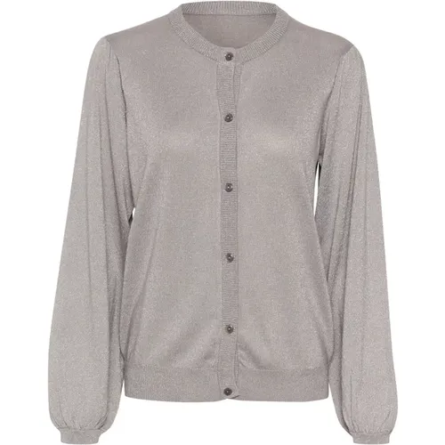 Grauer Metallic-Strick-Cardigan - Cream - Modalova