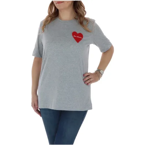 Klassisches Logo T-Shirt für Frauen , Damen, Größe: 2XS - Love Moschino - Modalova