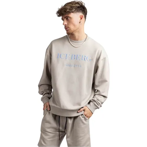 Bestickter Logo-Pullover für Herren, Grau , Herren, Größe: L - Iceberg - Modalova