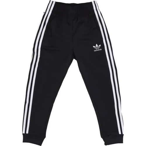 Schwarze/Weiße Track Pants mit Bündchen - Adidas - Modalova