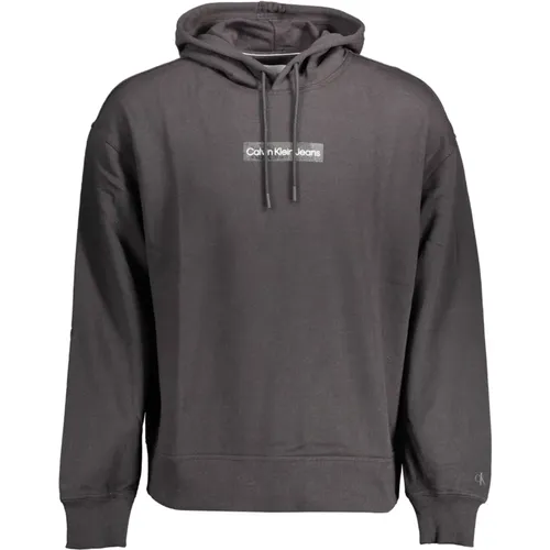 Schwarzer Hoodie mit Druck und Kontrastdetails , Herren, Größe: XL - Calvin Klein - Modalova