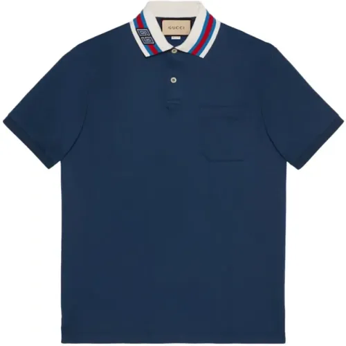 Navy Cotton Polo Shirt , male, Sizes: M - Gucci - Modalova