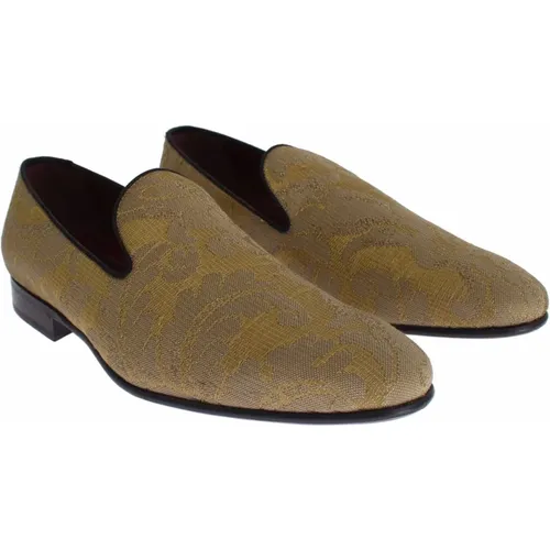 Goldene Barock Seidenkleid Loafers - Dolce & Gabbana - Modalova