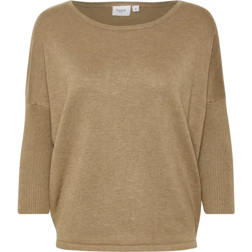 Casual R-Neck Pullover Sweater , female, Sizes: S, M, L, 2XL - Saint Tropez - Modalova