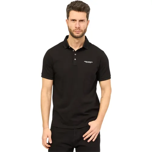 Schwarzes Poloshirt mit Klassischen Details , Herren, Größe: L - Armani Exchange - Modalova