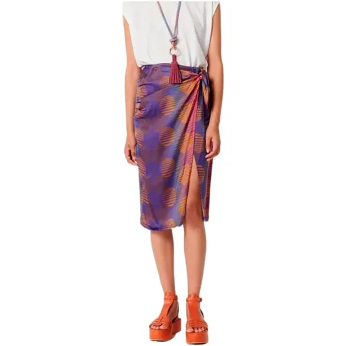 Geometric Print Wrap Skirt with Knot Detail , female, Sizes: 2XS - Sessun - Modalova