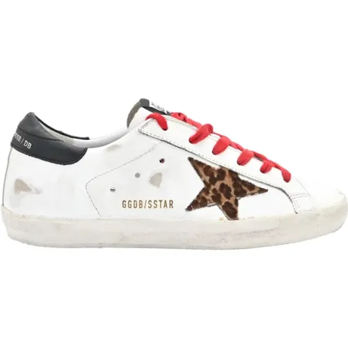 Leopard Star Red Laces Sneakers , female, Sizes: 6 UK - Golden Goose - Modalova