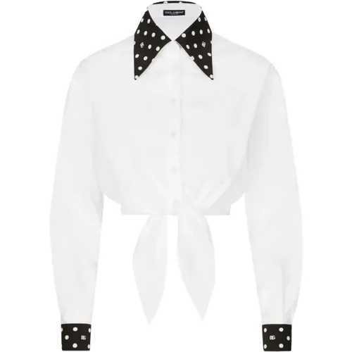 Polka Dot Poplin Shirt , female, Sizes: XS - Dolce & Gabbana - Modalova