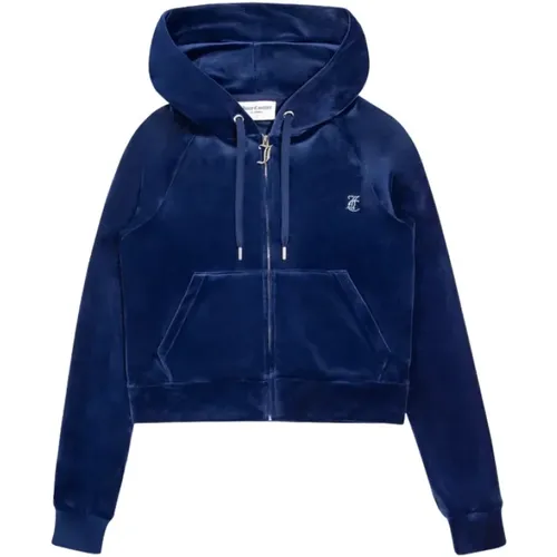 Diamant-Samt-Hoodie mit gotischem Reißverschluss , Damen, Größe: M - Juicy Couture - Modalova