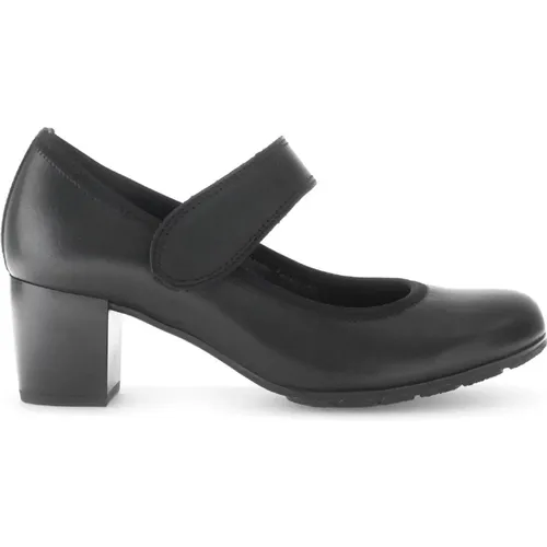 Schwarze Lederschuhe , Damen, Größe: 37 1/2 EU - Gabor - Modalova