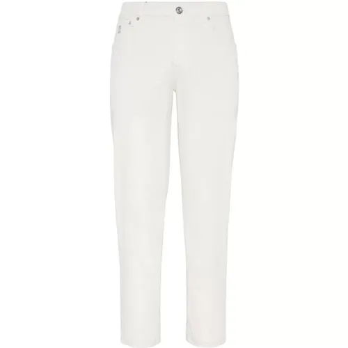 Slim-Fit Jeans with Embroidered Logo , male, Sizes: XL - BRUNELLO CUCINELLI - Modalova