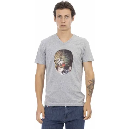 V-Ausschnitt Kurzarm Bedrucktes T-Shirt - Trussardi - Modalova