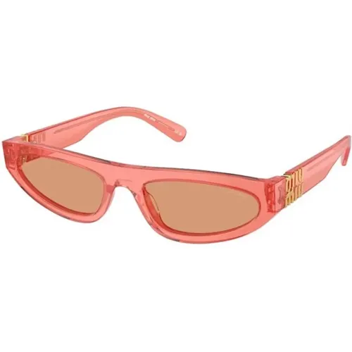 Violet Frame Orange Lens Sunglasses , unisex, Sizes: 56 MM - Miu Miu - Modalova