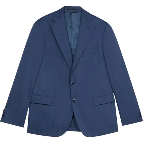 Marineblauer Blazer aus reiner Wolle und Leinen , Herren, Größe: 4XL - Brooks Brothers - Modalova