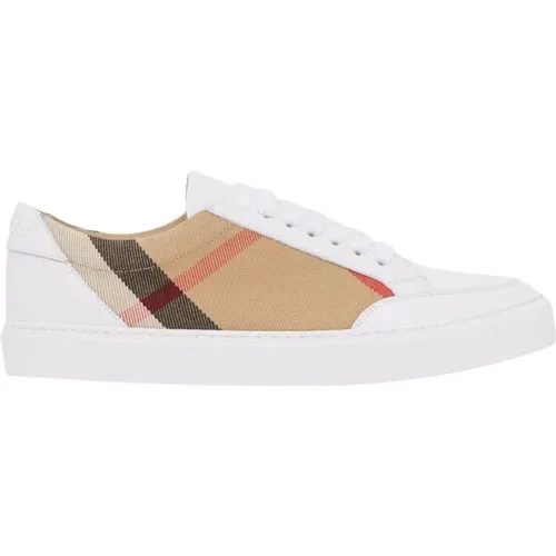 Vintage Check Sneakers in Weiß/Beige , Damen, Größe: 36 EU - Burberry - Modalova