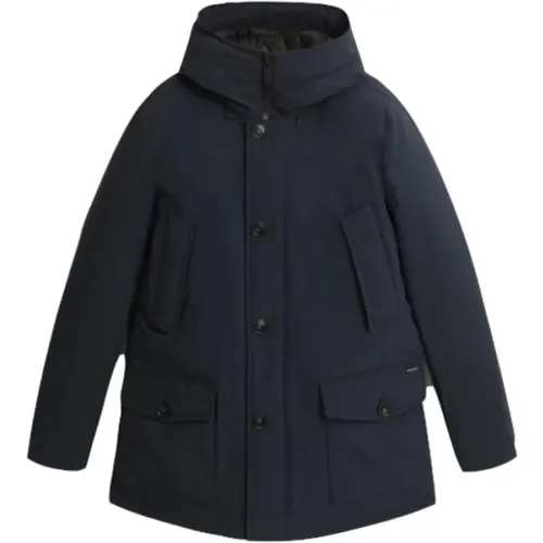 Navy Arctic Stretch Parka , male, Sizes: L, S, XL, 2XL - Woolrich - Modalova