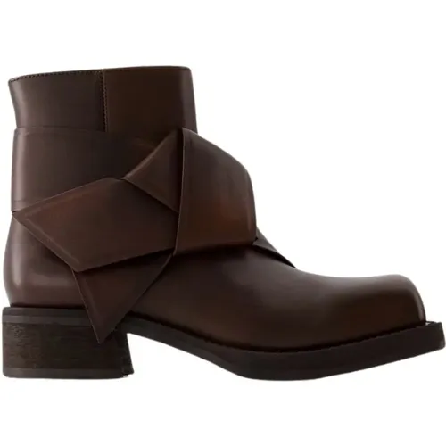 Marron Leder Stiefel mit Eckiger Spitze , Damen, Größe: 41 EU - Acne Studios - Modalova