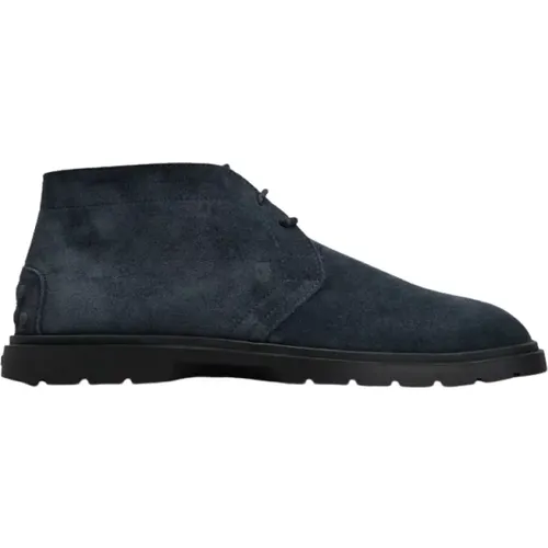 Blaue Wildleder Stiefeletten , Herren, Größe: 41 EU - TOD'S - Modalova