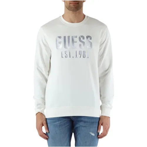 Slim Fit Embroidered Crewneck Sweatshirt , male, Sizes: L, M, XL, S - Guess - Modalova