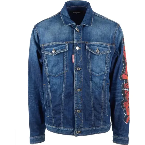 Stilvolle Navy Denim Jacke , Herren, Größe: L - Dsquared2 - Modalova