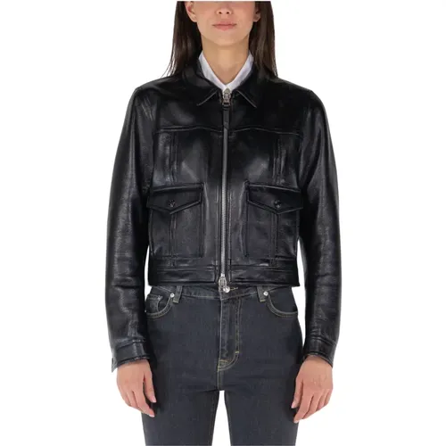 Shiny Grainy Leather Blouson Jacket , female, Sizes: S - Tom Ford - Modalova