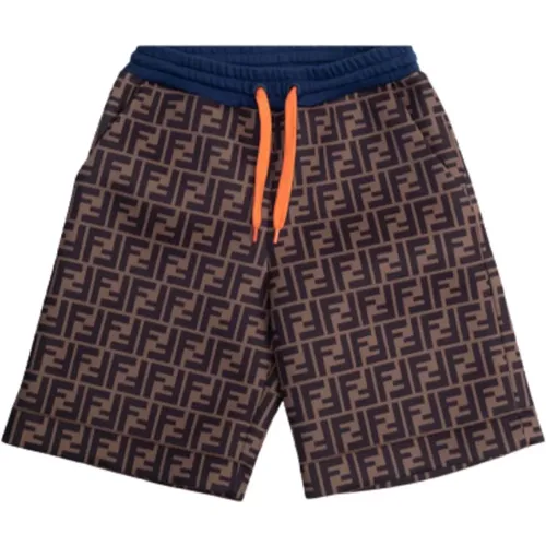 Braune Neopren-Bermuda-Shorts mit FF-Logo - Fendi - Modalova