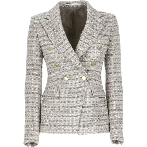 Grey Wool Blazer Peak Lapel Jacket , female, Sizes: XS, L, S - Tagliatore - Modalova