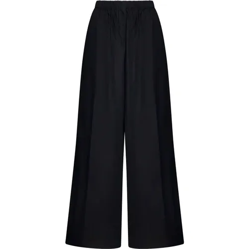 Schwarze Navigli Baumwollweite Beinhosen , Damen, Größe: XS - Max Mara - Modalova