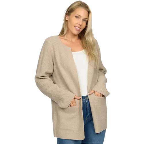 Weicher Offener Cardigan Larke.Ea24 Sand , Damen, Größe: L - 2-Biz - Modalova