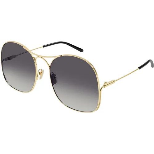 Gold/Grau Getönte Sonnenbrille , Damen, Größe: 59 MM - Chloé - Modalova