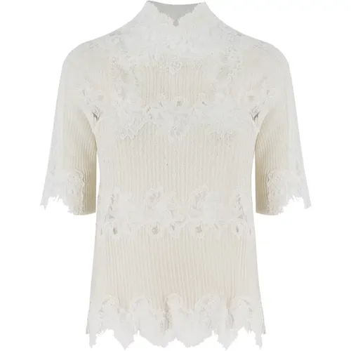 Blumige Spitze Hoher Kragen Pullover - Ermanno Scervino - Modalova