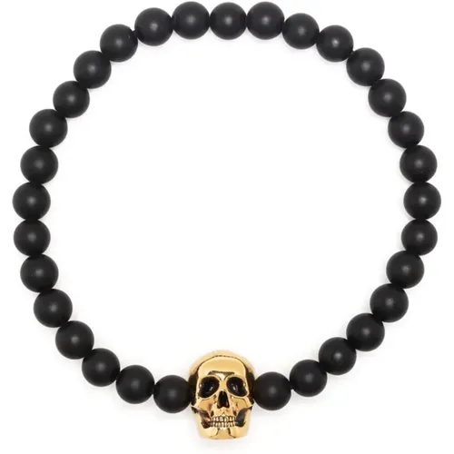 Edgy Skull Charm Bead Chain Bracelet , male, Sizes: ONE SIZE - alexander mcqueen - Modalova