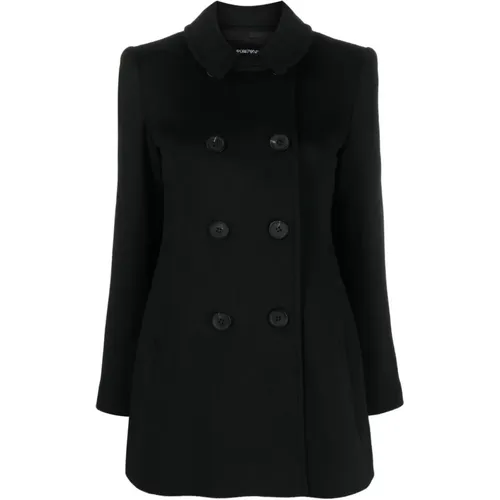 Wool-Cashmere Blend Double-Breasted Coat , female, Sizes: M, L, XL - Emporio Armani - Modalova