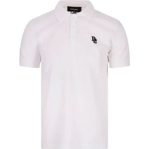 Weißes Poloshirt mit Logo-Stickerei - Dsquared2 - Modalova