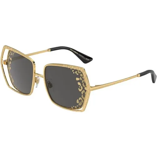 Leopard Side Dark Gray Sunglasses , male, Sizes: 55 MM - Dolce & Gabbana - Modalova