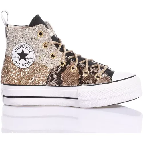 Handmade Champagne Gold Sneakers , female, Sizes: 6 1/2 UK, 7 UK, 4 1/2 UK, 5 UK, 4 UK, 3 1/2 UK, 8 UK, 2 UK, 3 UK, 6 UK - Converse - Modalova