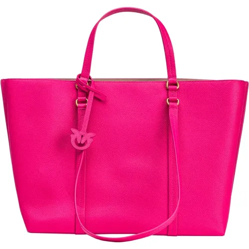 Tumbled Leather Shopper Bag , female, Sizes: ONE SIZE - pinko - Modalova
