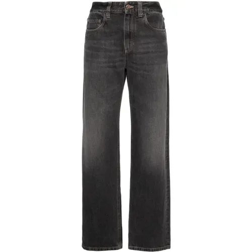 Loose-Fit Denim Jeans with Monile Detail , female, Sizes: L, XS - BRUNELLO CUCINELLI - Modalova