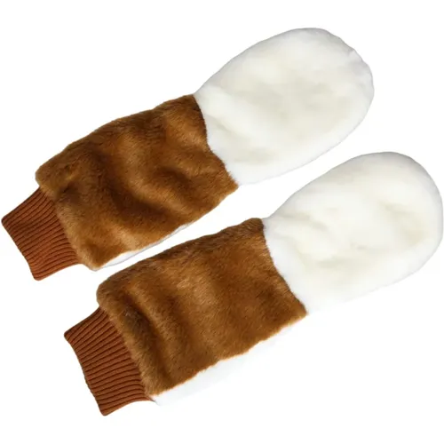 Knit Fur Mitt Gloves White , female, Sizes: ONE SIZE - Dolce & Gabbana - Modalova