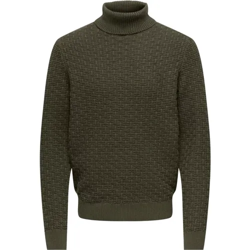 Herren Rollkragenpullover , Herren, Größe: L - Only & Sons - Modalova