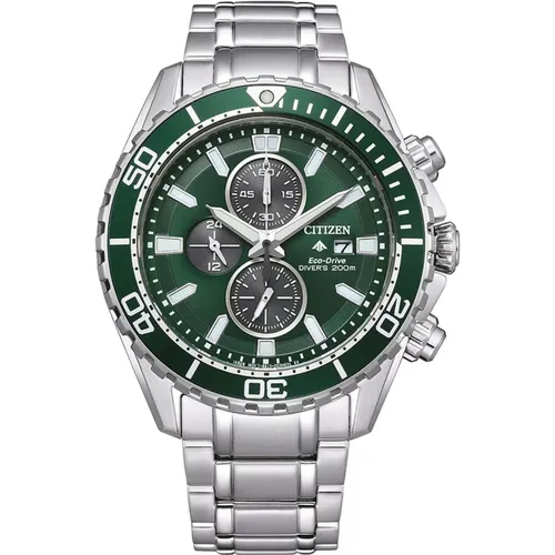 Green Steel Quartz Watch, , male, Sizes: ONE SIZE - Citizen - Modalova