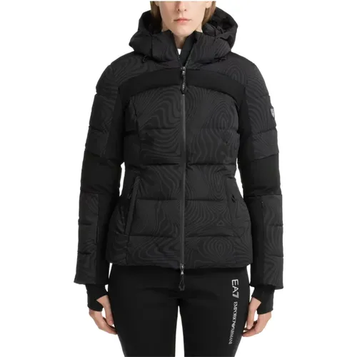 Abstrakte Skijacke mit Kapuze - Emporio Armani EA7 - Modalova