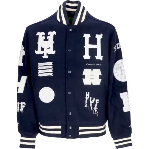 Klassische Varsity Jacke Navy , Herren, Größe: M - HUF - Modalova