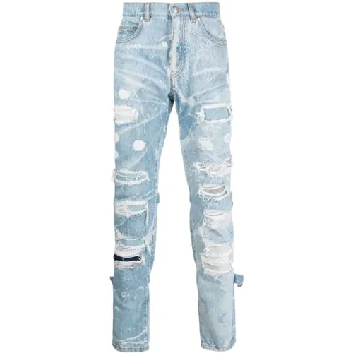Slim Fit Jeans aus 100% Baumwolle mit Used-Effekt , Herren, Größe: W33 - John Richmond - Modalova