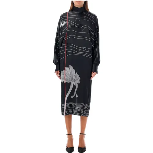 Spirit Print Midi Dress Aw24 , female, Sizes: S - Salvatore Ferragamo - Modalova