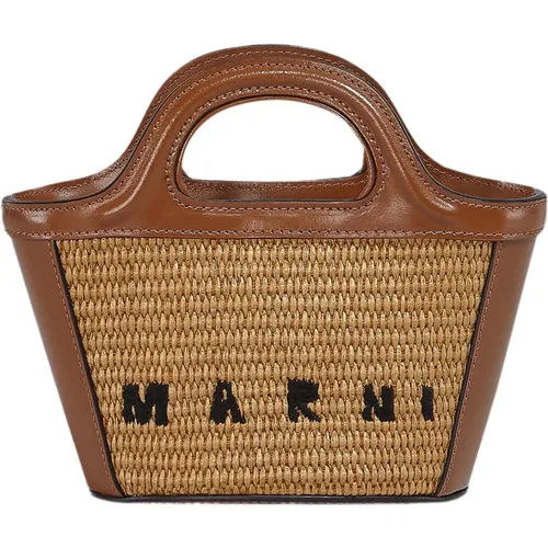 Tropicalia micro bag leather and raffia-effect fabric , female, Sizes: ONE SIZE - Marni - Modalova