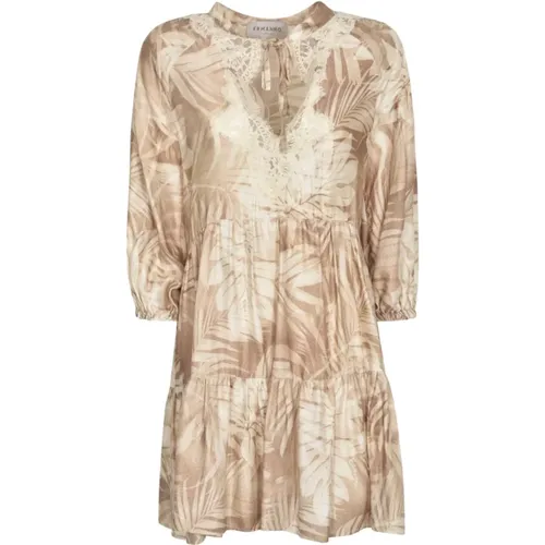 Blumen Spitze Beige Kleid , Damen, Größe: M - Ermanno Scervino - Modalova