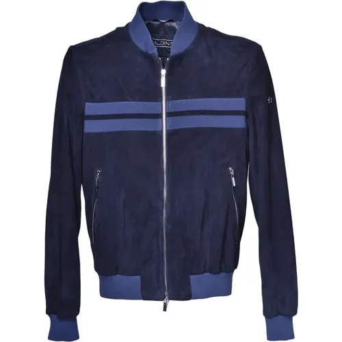 Jacket in navy suede , male, Sizes: 3XL, L - Baldinini - Modalova